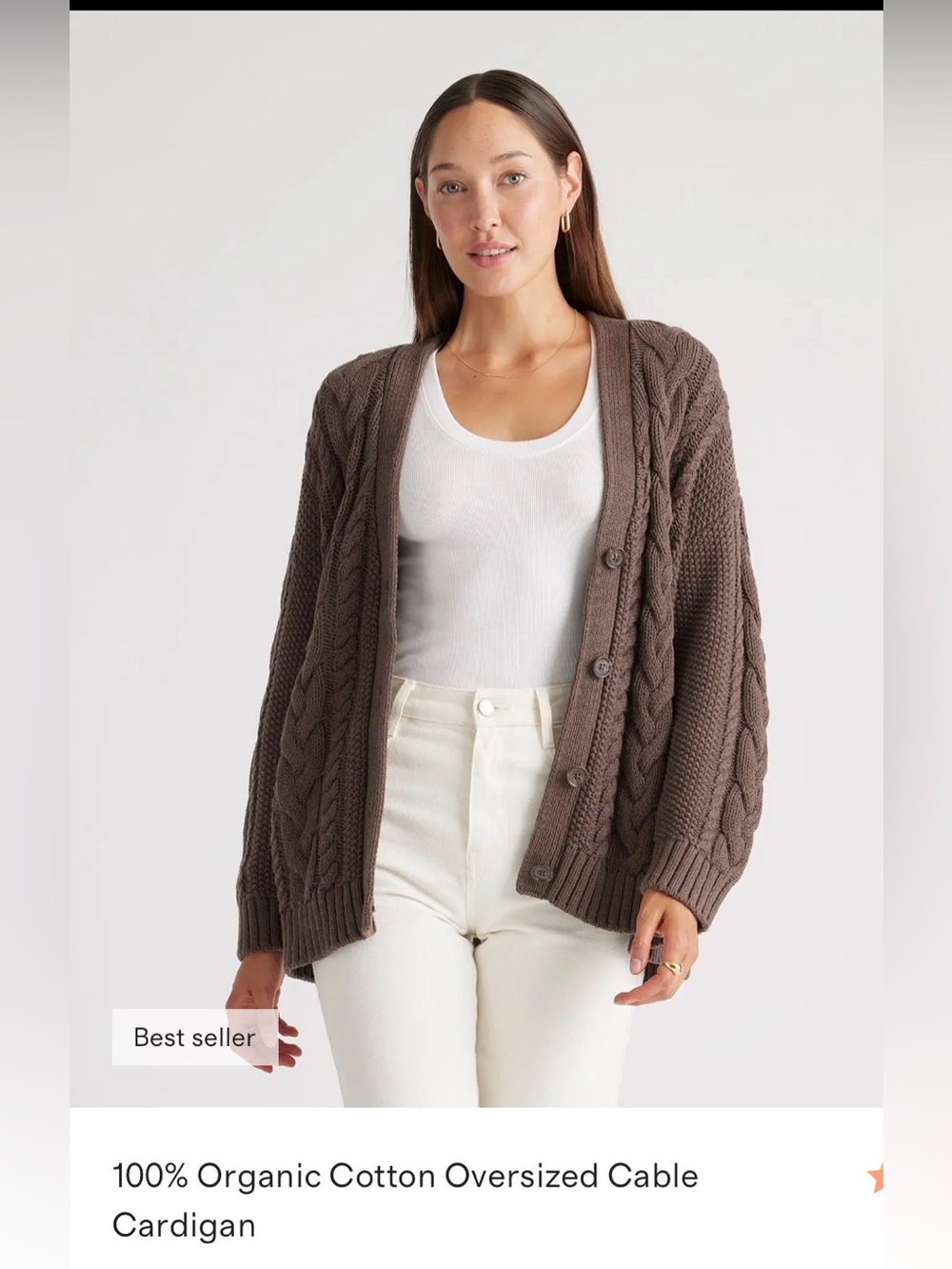 Quince 100% cotton Cable Knit Cardigan